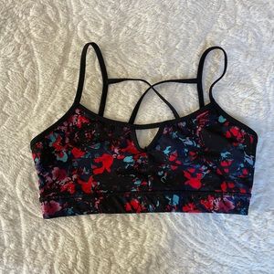 Zella Blue and Red Patterned Sports Bra